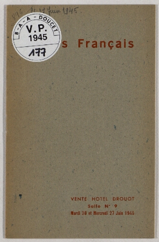 Jetons français : [vente des 26 et 27 juin 1945]