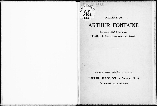 Bibliothèque de Monsieur Arthur Fontaine : [vente du 13 avril 1932]