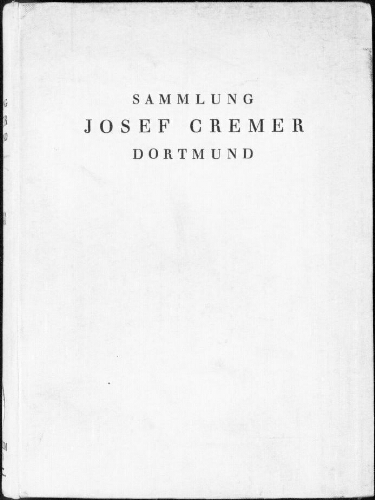 Sammlung Geheimrat Joseph Cremer, Dortmund : [vente du 29 mai 1929]