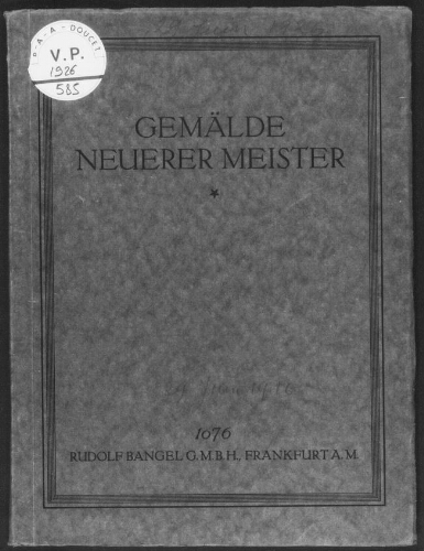Gemälde neuerer Meister : [vente du 29 juin 1926]