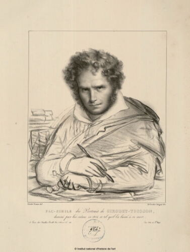 Fac-similé du portrait de Girodet-Trioson, dessiné par lui-même en 1824 et tel qu'il l'a laissé à sa mort