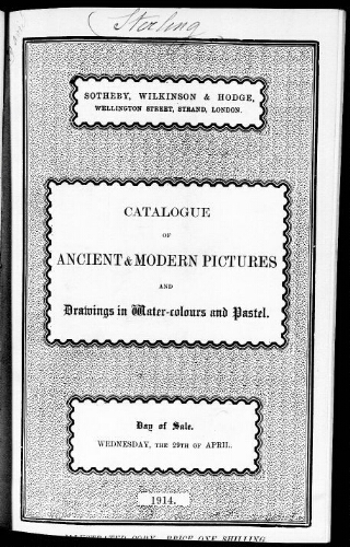 Catalogue of ancient and modern pictures and drawings in water-colours and pastel […] : [vente du 29 avril 1914]