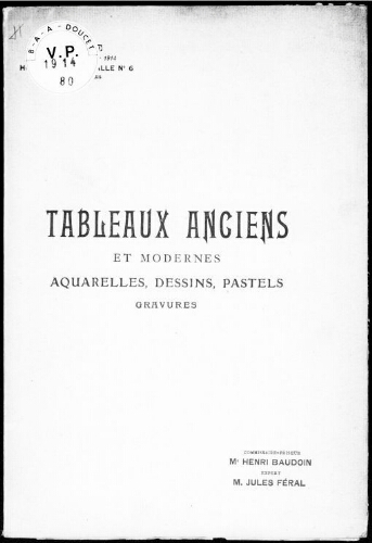 Catalogue des tableaux anciens et modernes [...] : [vente du 18 février 1914]