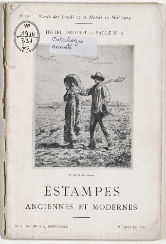 Catalogue des estampes anciennes et modernes [...] : [vente du 11 mai 1914]