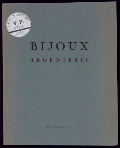 Bijoux, argenterie [...] : [vente du 11 juillet 1941]