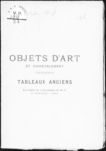 Catalogue des objets d'art et d'ameublement […] : [vente du 27 février 1918]