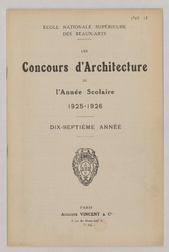 Concours d'architecture de l'année scolaire 1925-1926