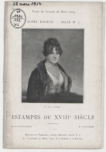 Catalogue des estampes du XVIIIe siècle [...] : [vente du 28 mars 1914]