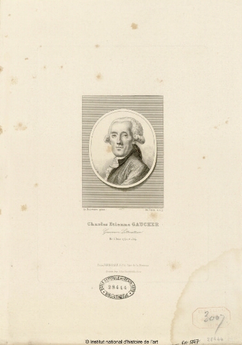 Charles Étienne Gaucher, graveur, littérateur, né à Paris 1740, mort en 1804