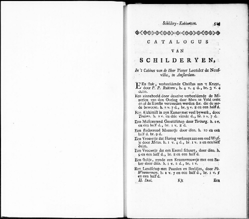 Catalogus van Schilderyen in't Cabinet van de Heer Pieter Leender de Neufville, in Amsterdam : [vente du 19 juin 1765]