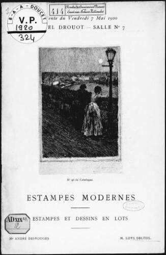 Catalogue des estampes modernes [...] : [vente du 7 mai 1920]