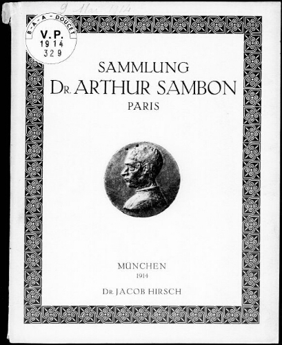 Sammlung Dr. Arthur Sambon, Paris, Medaillen und Plaketten der Renaissance [...] : [vente du 9 mai 1914]