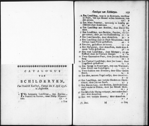 Catalogus van Schilderyen van Hendrik Kersbyl [...] : [vente du 6 avril 1746]