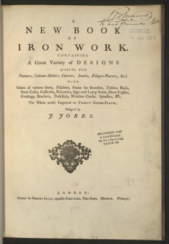New Book of Ironwork containing a great variety of designs [...]