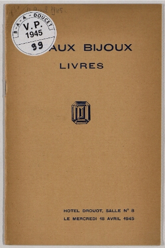 Beaux bijoux, livres : [vente du 18 avril 1945]