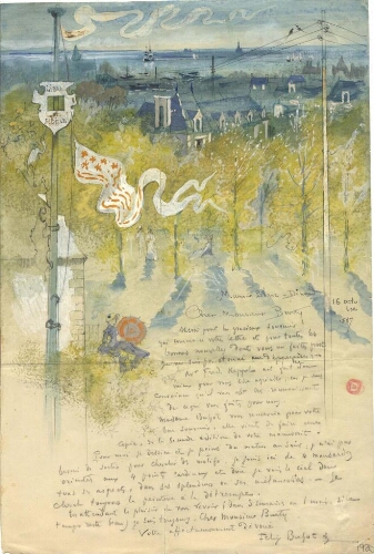 Lettre de Félix Buhot à Philippe Burty, 16 octobre 1887