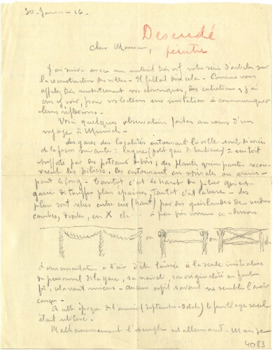 Lettre de Cyprien Descudé à Léon Rosenthal, 30 janvier 1916