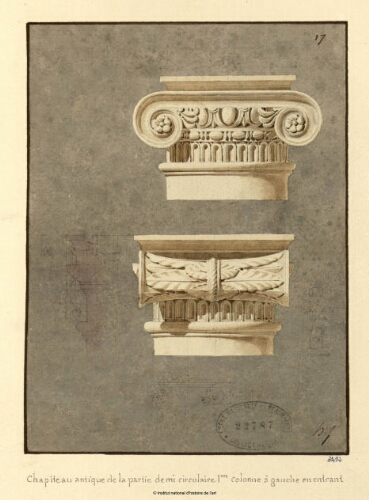 Chapiteau antique de la partie demi-circulaire 1re colonne à gauche en entrant