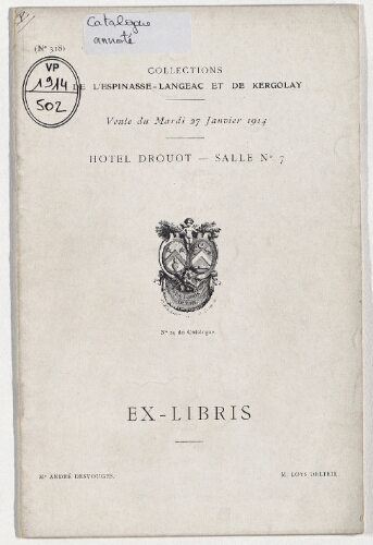 Collection des ex-libris anciens et modernes [...] : [vente du 27 janvier 1914]