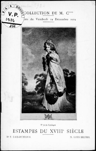 Collection de M. C. Estampes du XVIIIe siècle : [vente du 19 décembre 1924]