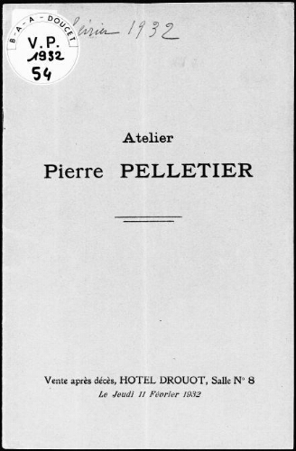 Atelier Pierre Pelletier : [vente du 11 février 1932]