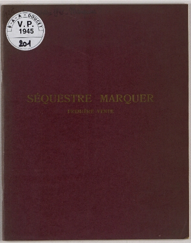 Séquestre Marquer, première vente : [vente des 18 et 19 octobre 1945]