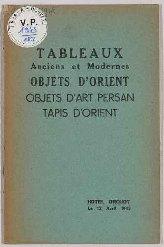 Tableaux anciens et modernes [...] : [vente du 12 avril 1943]