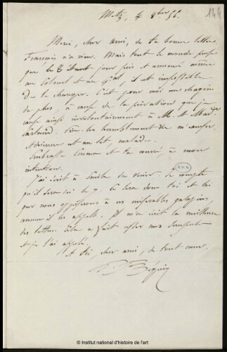 Lettre d'un ami à Jean-Louis-Ernest Meissonier, 4 octobre 1856