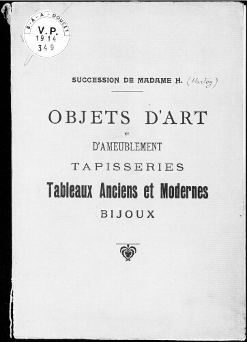 Catalogue des objets d’art et d’ameublement [...] : [vente du 14 mai 1914]