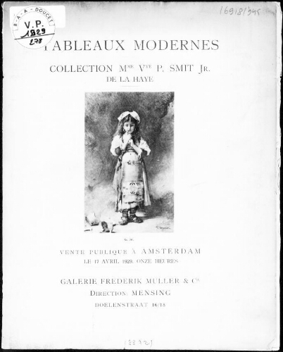 Tableaux modernes, collection Mme Veuve P. Smit Jr., de La Haye : [vente du 17 avril 1929]