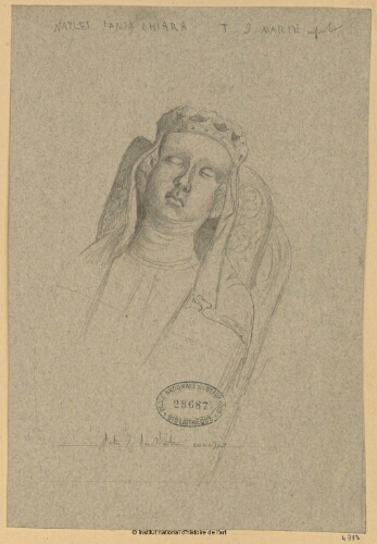 Naples, Santa Chiara, tombeau de Marie, infante : tête de la statue [...]