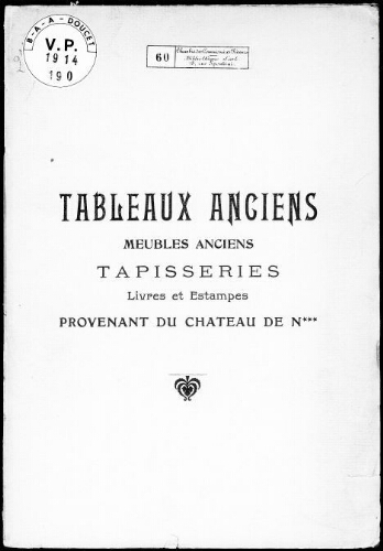 Catalogue des tableaux anciens dont une importante œuvre de Teniers [...] : [vente du 27 mars 1914]