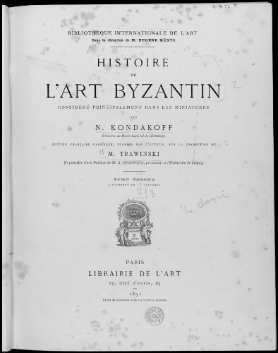 Histoire de l'art byzantin. Tome 2