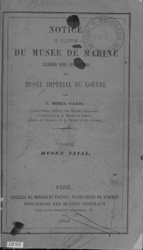 Notice des collections du Musée de Marine [...]. 1re partie : Musée naval
