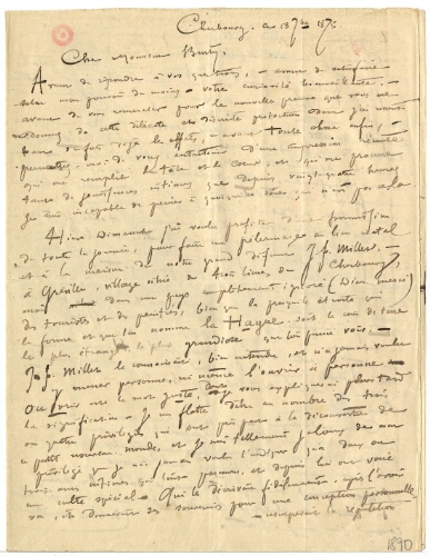 Lettre de Félix Buhot à Philippe Burty, 18 septembre 1875