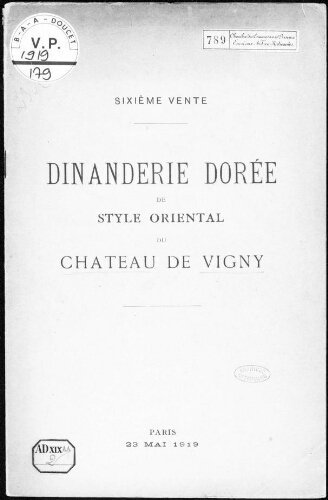 Catalogue de la dinanderie dorée de style oriental [6e vente] : [vente du 23 mai 1919]