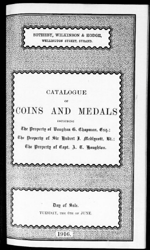 Catalogue of a small collection of English gold and silver coins […] : [vente du 6 juin 1916]