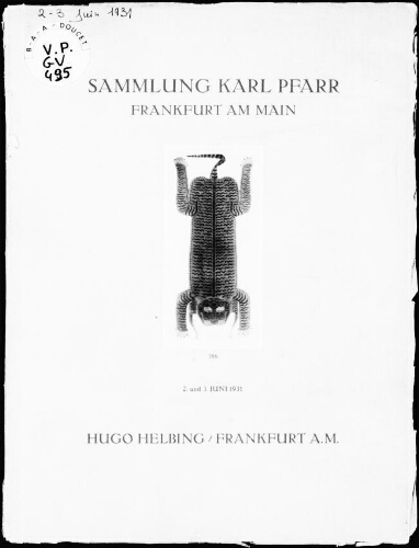 Sammlung Karl Pfarr, Frankfurt am Main : [vente des 2 et 3 juin 1931]