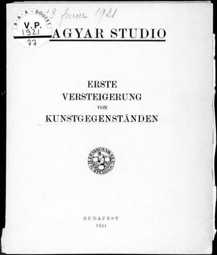 Erste Versteigerung von Kunstgegenständen [...] : [vente du 10 au 13 février 1921]