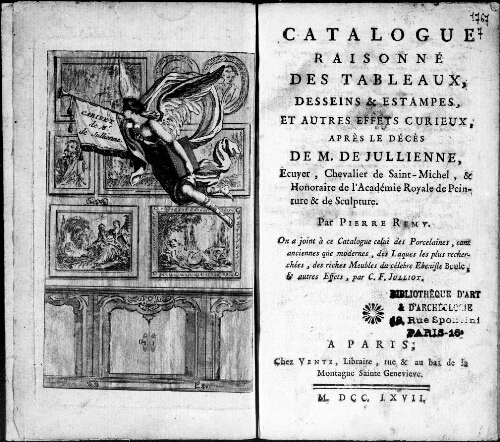 Catalogue raisonné des tableaux, dessins et estampes, et autres effets curieux, après le décès de M. de Jullienne [...] : [vente du 30 mars 1767]