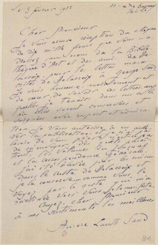 Lettres d'Eugène Delacroix à George Sand