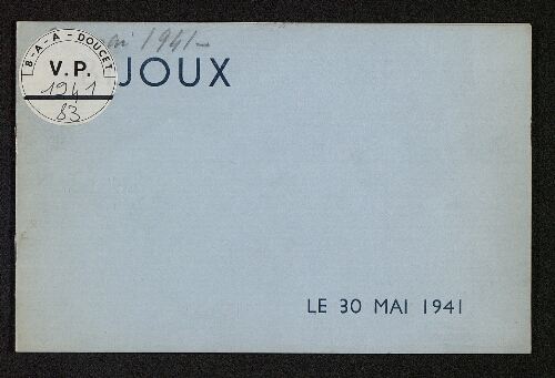 Bijoux : [vente du 30 mai 1941]