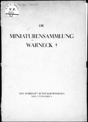 Miniaturensammlung Warneck : [vente du 19 novembre 1924]
