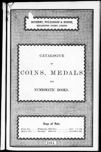 Catalogue of a collection of Roman and English coins in gold, silver and copper […] : [vente du 24 juin 1914]