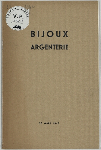 Bijoux, argenterie : [vente du 23 mars 1942]