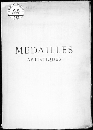Médailles artistiques : [vente du 15 juin 1923]