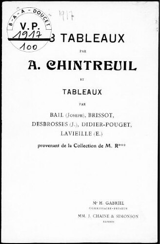 23 tableaux par A. Chintreuil […] : [vente du 22 mai 1917]