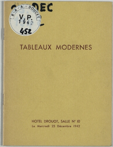 Tableaux modernes : [vente du 23 décembre 1942]