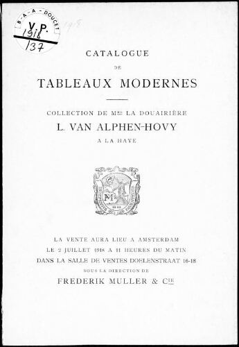 Catalogue de tableaux modernes […] : [vente du 2 juillet 1918]