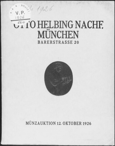 Sammlung des Regierungsrats Dr. Josef Hinterstoisser, Salzburg [...] : [vente du 12 octobre 1926]